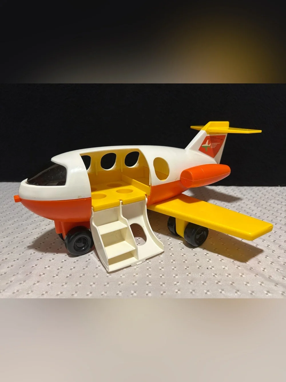 Vintage 1980 Fisher Price Little People Yellow & Orange Jet Airplane Plane
